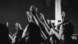 Crowd enjoying a music festival