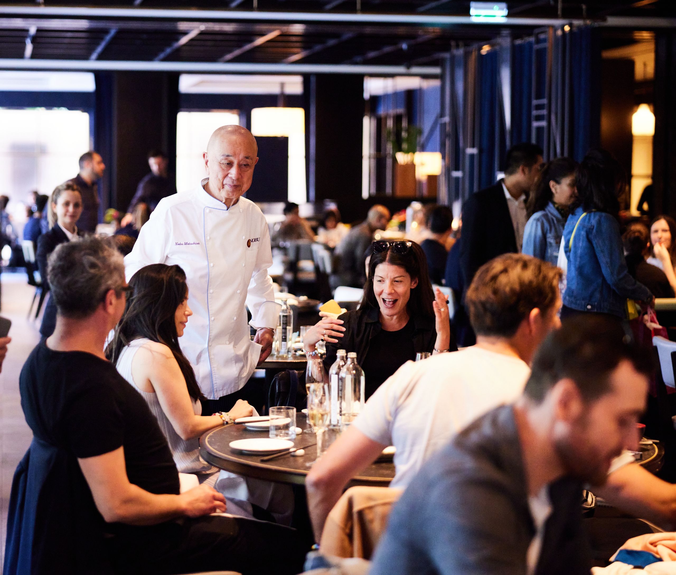 Chef Nobu In Nobu Restaurant with Guests