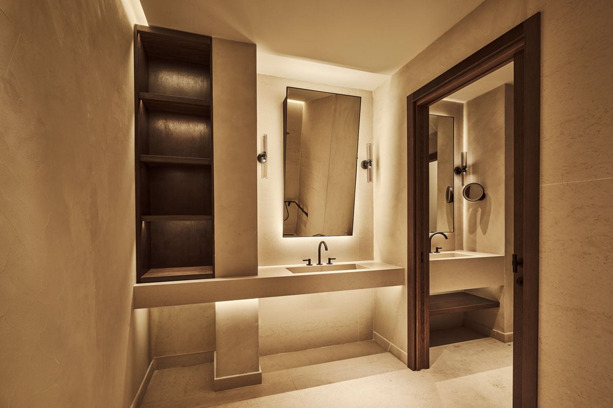 view of the bathroom sink and mirror in the premium room ada