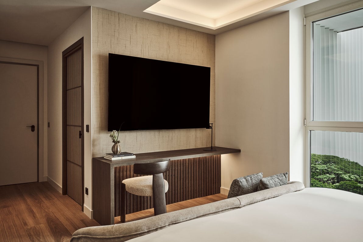 view of the tv in the deluxe room