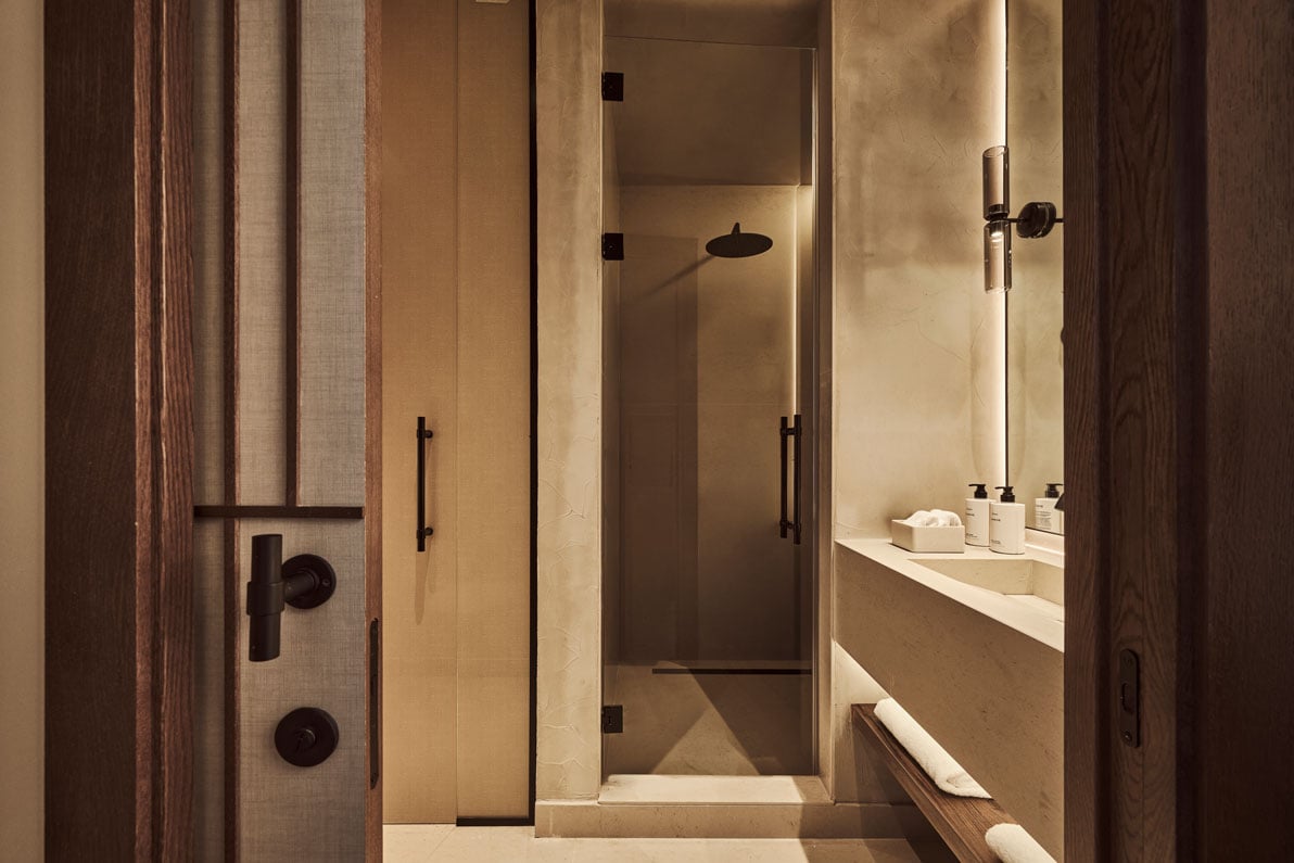view of the shower in nobu suite