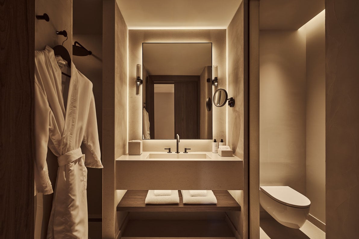 view of the bathroom sink and mirror in the zen suite