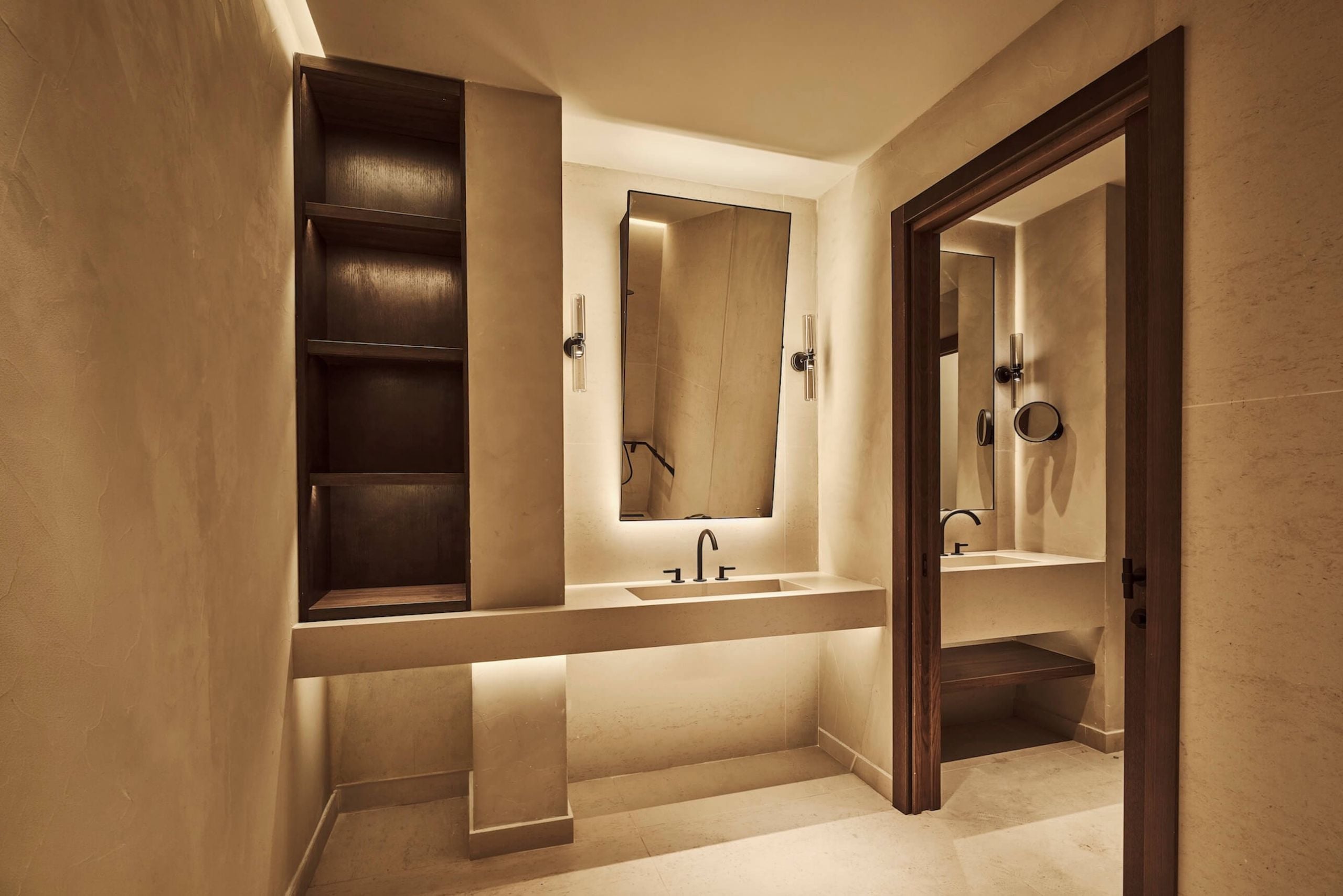 view of the bathroom sink and mirror in the accessible premium room