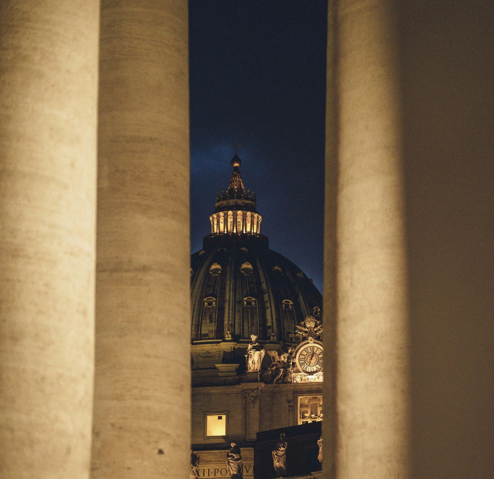 A church through 2 pillars in Rome