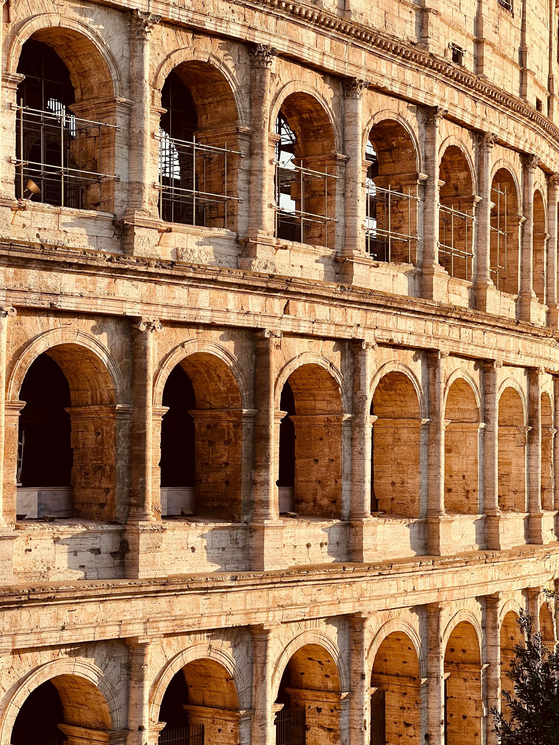 An up close view of the coliseum in Rome